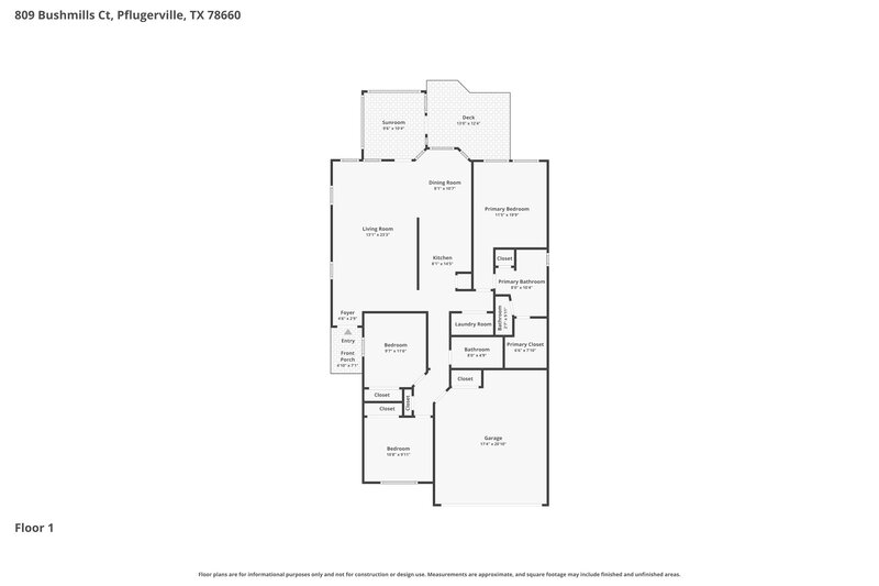 2,140/Mo, 809 Bushmills Ct Pflugerville, TX 78660 Floor Plan View