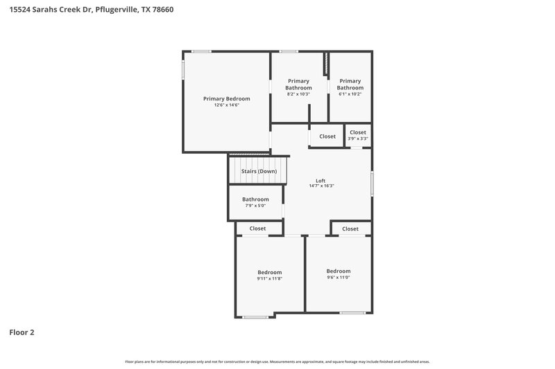 2,200/Mo, 15524 Sarahs Creek Dr Pflugerville, TX 78660 Floor Plan View 2