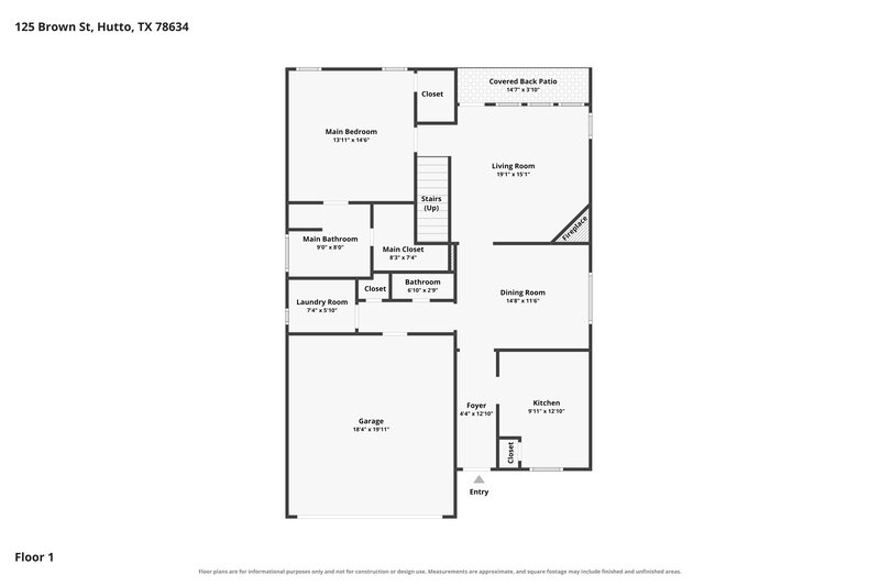 1,880/Mo, 125 Brown St Hutto, TX 78634 Floorplan View