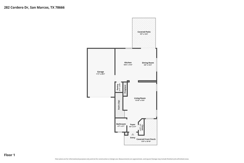 1,660/Mo, 282 Cordero Dr San Marcos, TX 78666 Floor Plan View