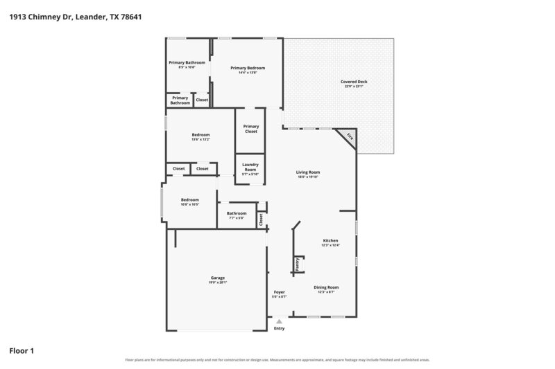 1,975/Mo, 1913 Chimney Dr Leander, TX 78641 Floorplan View