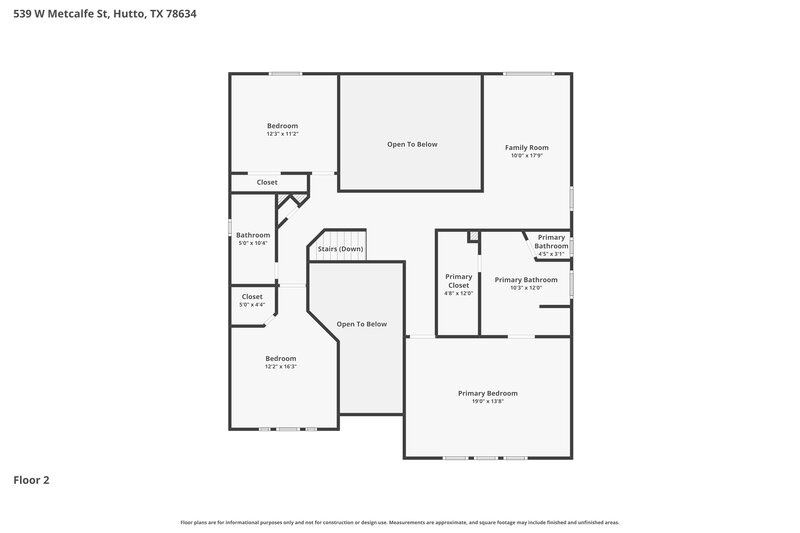 2,195/Mo, 539 W Metcalfe St Hutto, TX 78634 Floorplan View 2
