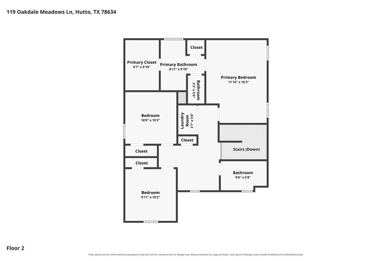 2,080/Mo, 119 Oakdale Meadows Ln Hutto, TX 78634 Floor Plan View