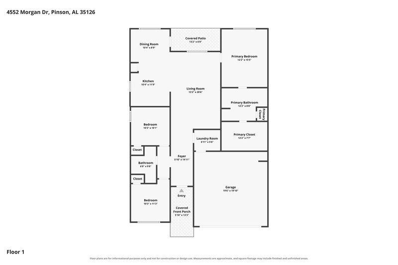 1,595/Mo, 4552 Morgan Dr Pinson, AL 35126 Floor Plan View