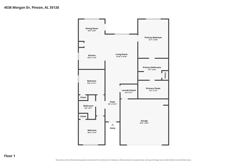 1,685/Mo, 4536 Morgan Dr Pinson, AL 35126 Floor Plan View