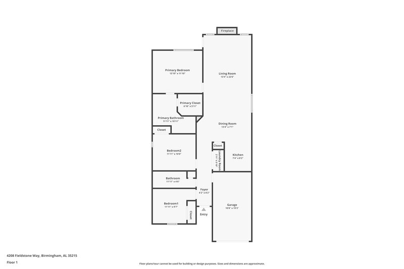 1,565/Mo, 4208 Fieldstone Way Birmingham, AL 35215 Floor Plan View