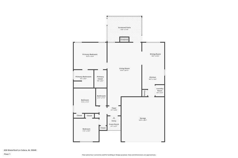 1,710/Mo, 626 Waterford Ln Calera, AL 35040 Floor Plan View