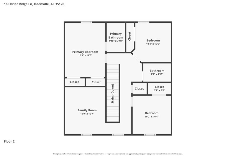 1,485/Mo, 160 Briar Ridge Ln Odenville, AL 35120 Floor Plan View 2