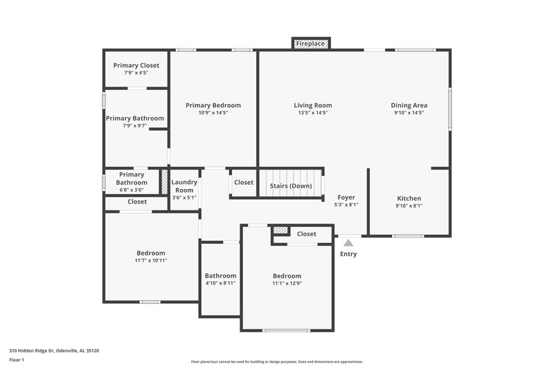 1,550/Mo, 310 Hidden Ridge Dr Odenville, AL 35120 Floor Plan View 2