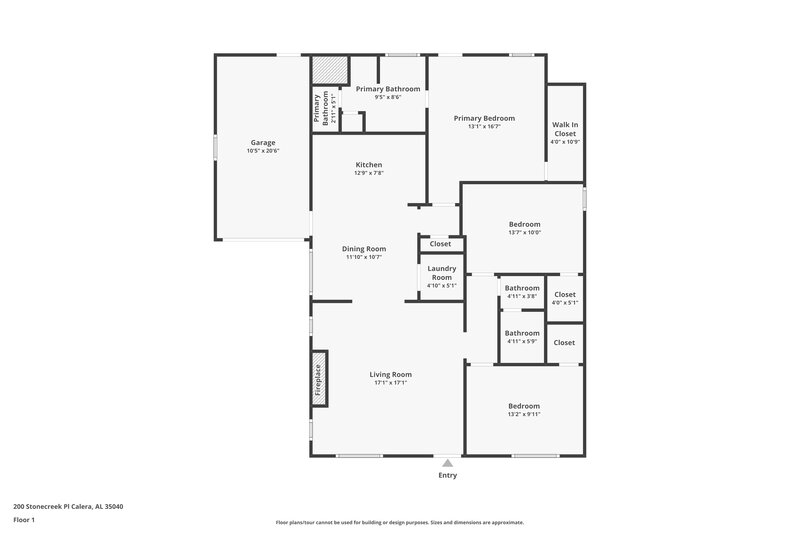 1,455/Mo, 200 Stonecreek Pl Calera, AL 35040 Floor Plan View