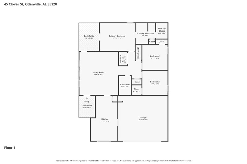 1,500/Mo, 45 Clover St Odenville, AL 35120 Floor Plan View