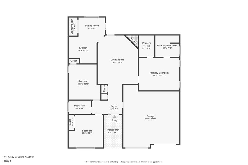 1,600/Mo, 113 Ashby St Calera, AL 35040 Floor Plan View