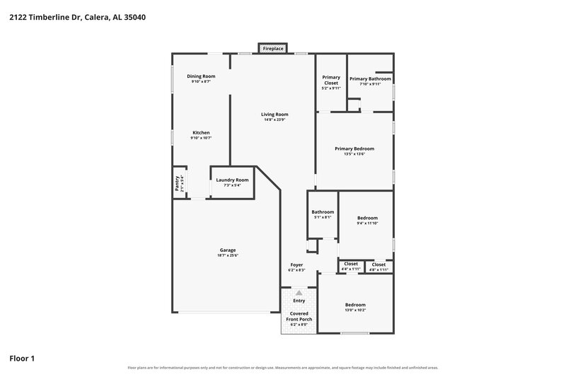 1,635/Mo, 2122 Timberline Dr Calera, AL 35040 Floor Plan View