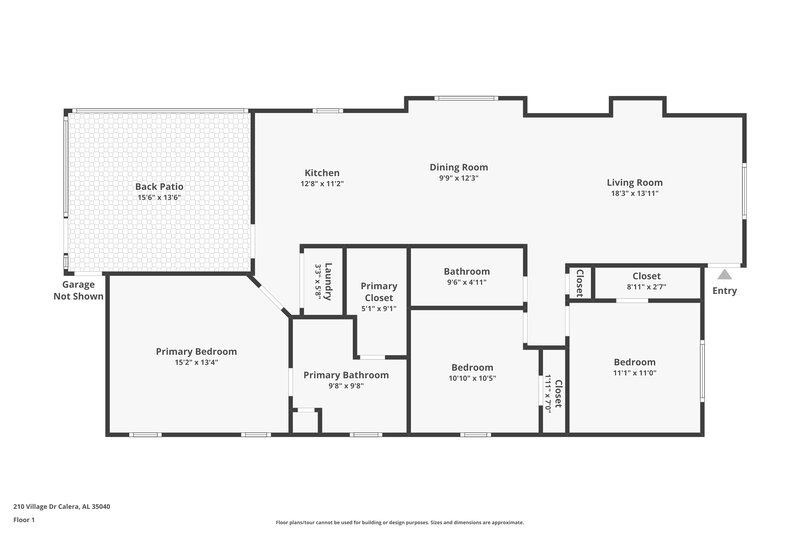 1,480/Mo, 210 Village Dr Calera, AL 35040 Floor Plan View