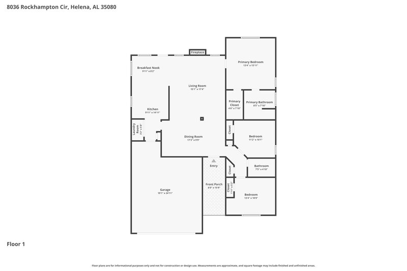 1,785/Mo, 8036 Rockhampton Circle Helena, AL 35080 Floor Plan View