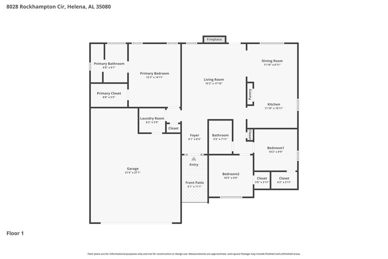 1,805/Mo, 8028 Rockhampton Circle Helena, AL 35080 Floor Plan View