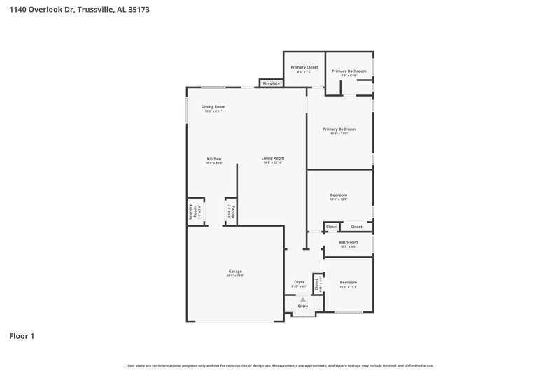 2,075/Mo, 1140 Overlook Dr Trussville, AL 35173 Floor Plan View