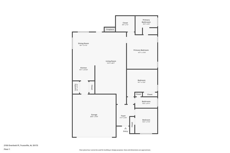 1,900/Mo, 2150 Overlook Pl Trussville, AL 35173 Floor Plan View