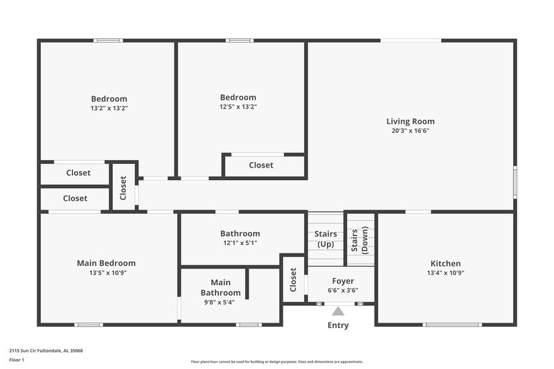 1,570/Mo, 2115 Sun Circle Fultondale, AL 35068 Floor Plan View 2