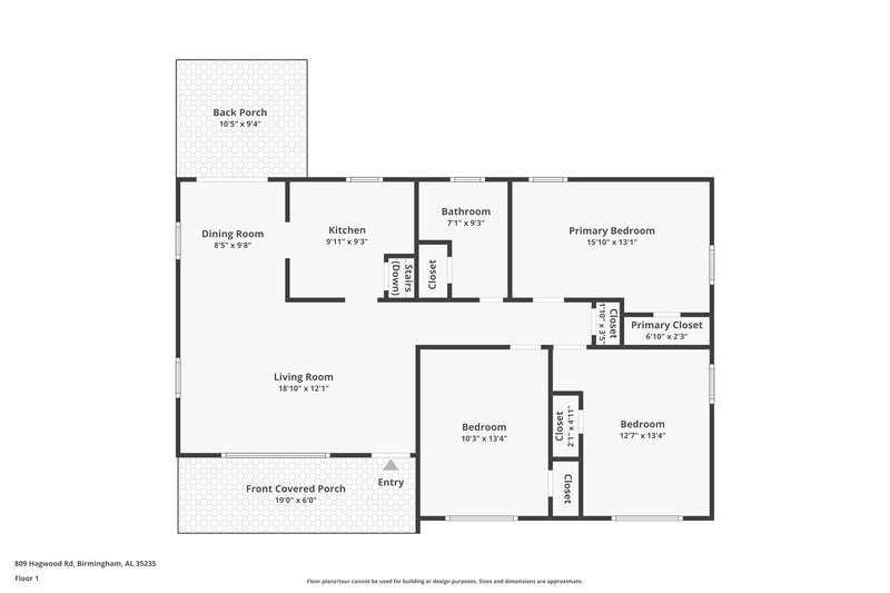 1,565/Mo, 809 Hagwood Rd Birmingham, AL 35235 Floor Plan View 2