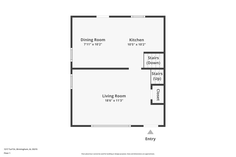 1,425/Mo, 1217 Turf Dr Birmingham, AL 35215 Floor Plan View 2