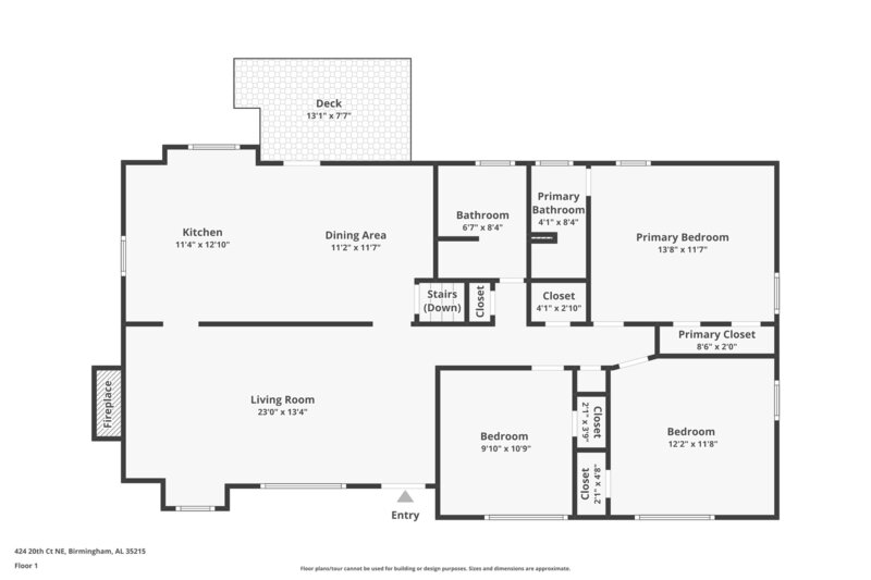 1,405/Mo, 424 20th Court NE Birmingham, AL 35215 Floorplan View 2