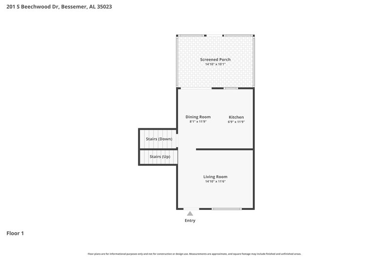 1,525/Mo, 201 Beechwood Drive Bessemer, AL 35023 Floor Plan View 2