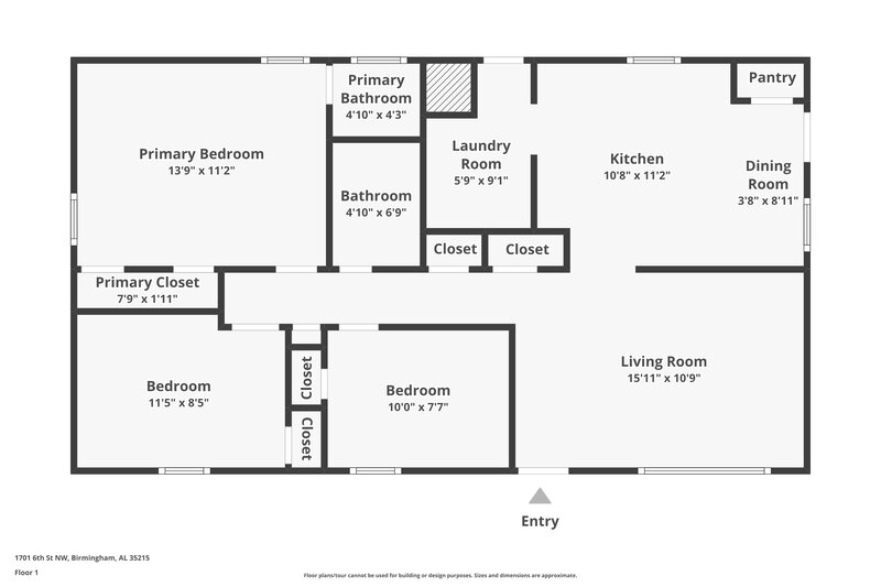 1,160/Mo, 1701 6th St NW Birmingham, AL 35215 Floor Plan View
