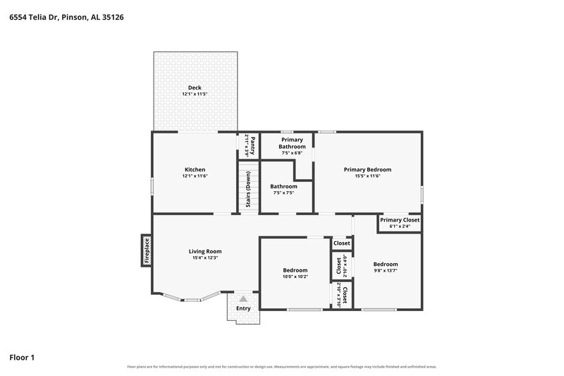 1,585/Mo, 6554 Telia Dr Pinson, AL 35126 Floorplan View