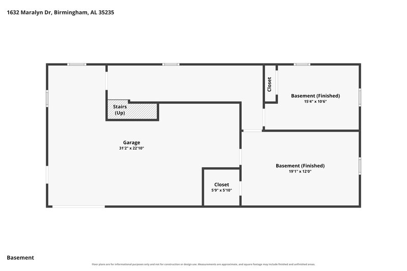 1,860/Mo, 1632 Maralyn Dr Birmingham, AL 35235 Floor Plan View