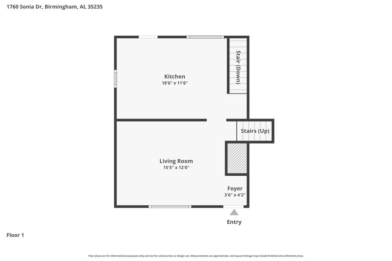 1,645/Mo, 1760 Sonia Dr Birmingham, AL 35235 Floor Plan View