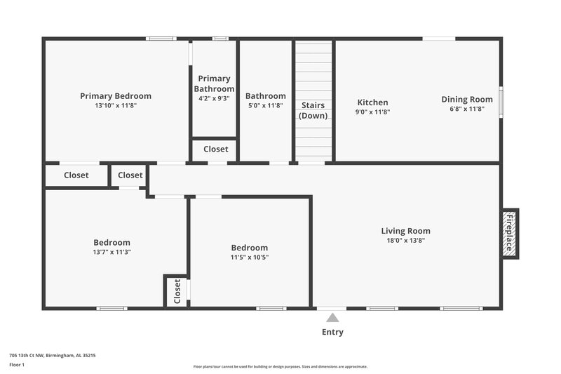 1,585/Mo, 705 13th Ct NW Birmingham, AL 35215 Floorplan View 2