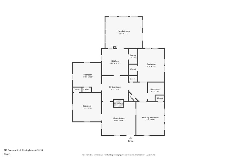 1,050/Mo, 329 Eastview Blvd Birmingham, AL 35215 Floor Plan View
