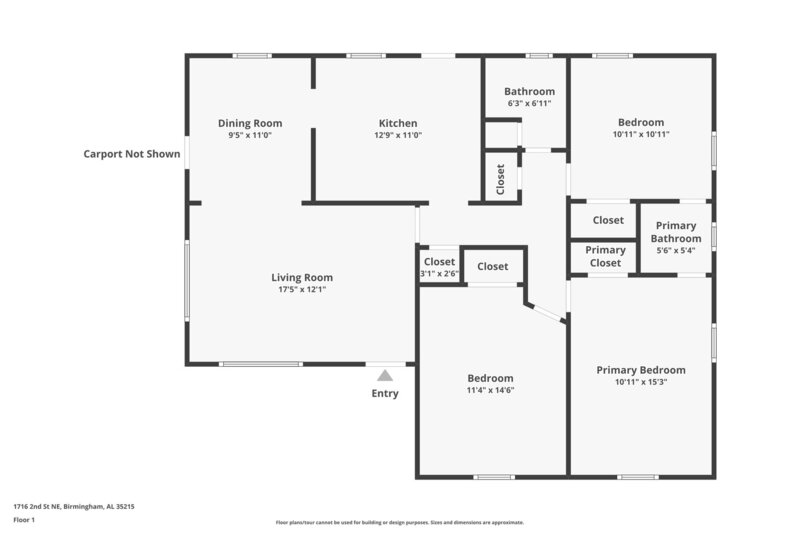 1,205/Mo, 1716 2nd Street NE Center Point, AL 35215 Floorplan View