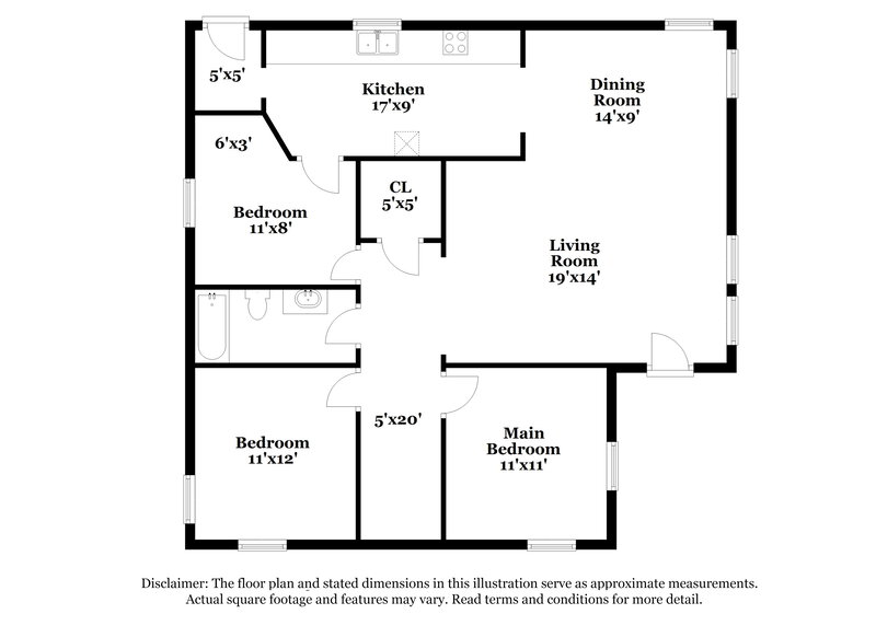 1,570/Mo, 1204 Pratt HWY Birmingham, AL 35214 Floor Plan View