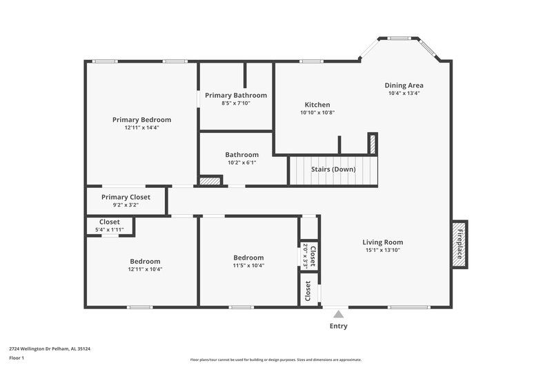 1,595/Mo, 2724 Wellington Dr Pelham, AL 35124 Floorplan View 2