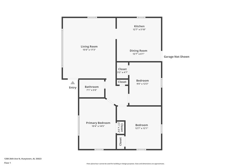 1,235/Mo, 1208 N 26th Ave Hueytown, AL 35023 Floor Plan View
