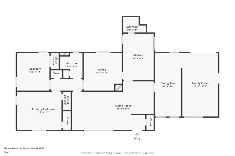1,300/Mo, 824 Martinwood Rd BIRMINGHAM, AL 35235 Floor Plan View