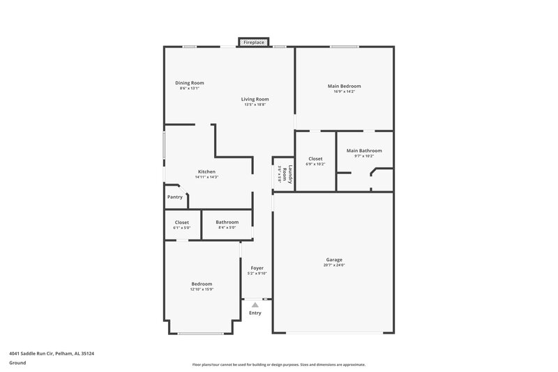 1,560/Mo, 4041 Saddle Run Circle Pelham, AL 35124 Floor Plan View
