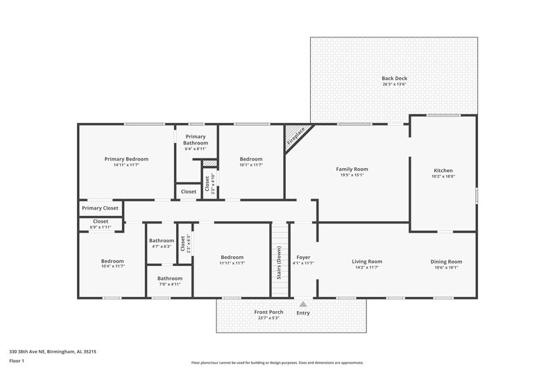 1,540/Mo, 330 NE 38th Avenue Center Point, AL 35215 Floorplan View