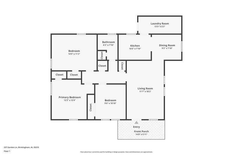 1,040/Mo, 237 Garden Ln Birmingham, AL 35215 Floor Plan View