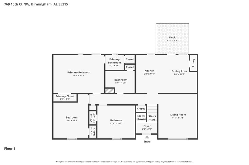 1,335/Mo, 769 NW 15th Court Birmingham, AL 35215 Floor Plan View