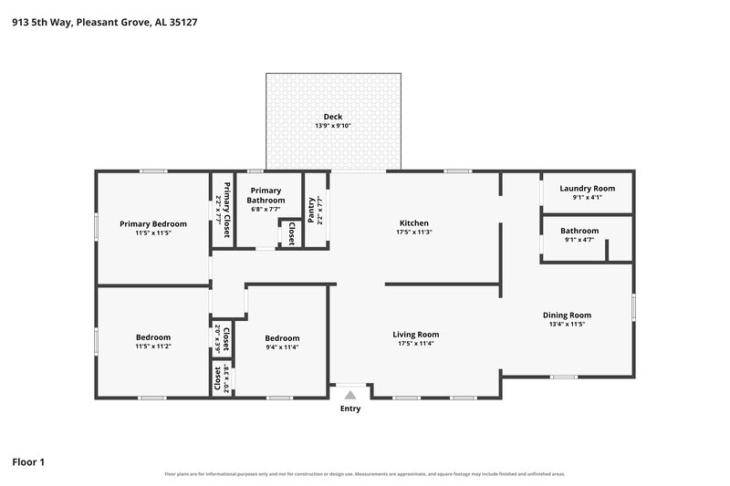 1,460/Mo, 913 5th Way Pleasant Grove, AL 35127 Floor Plan View