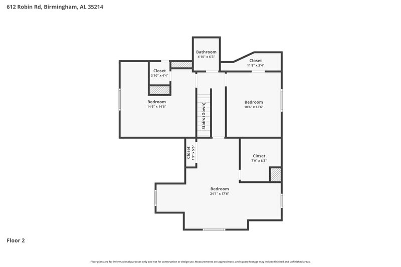 1,715/Mo, 612 Robin Road Birmingham, AL 35214 Floor Plan View 2