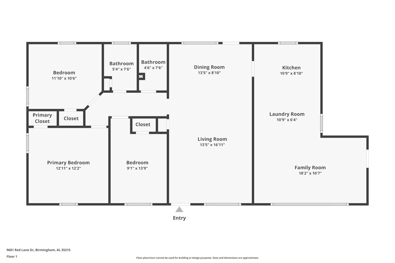 1,150/Mo, 9601 Red Lane Drive Birmingham, AL 35215 Floor Plan View