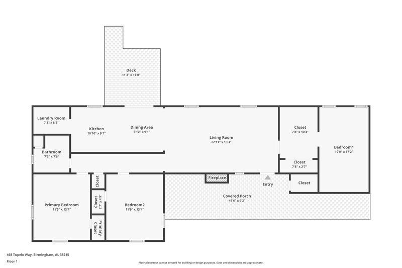 1,275/Mo, 468 Tupelo Way Center Point, AL 35215 Floor Plan View
