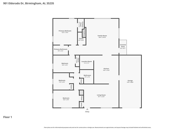 1,535/Mo, 901 Eldorado Dr BIRMINGHAM, AL 35235 Floor Plan View