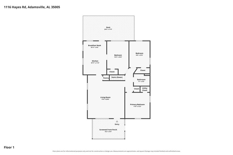 1,210/Mo, 1116 Hayes Rd ADAMSVILLE, AL 35005 Floor Plan View