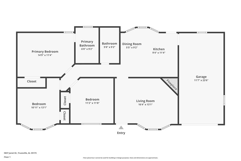 1,350/Mo, 5837 Janet Drive Clay, AL 35173 Floor Plan View