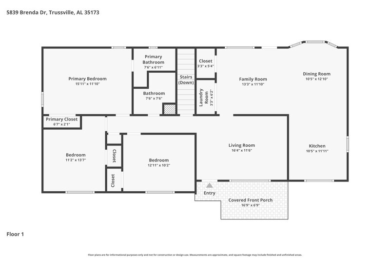 1,415/Mo, 5839 Brenda Drive Clay, AL 35173 Floor Plan View 2